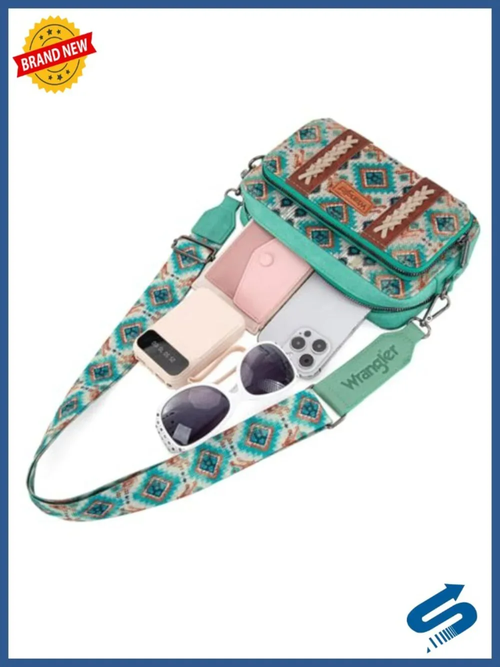 Large Multi-Pocket Crossbody Bag with Detachable Strap